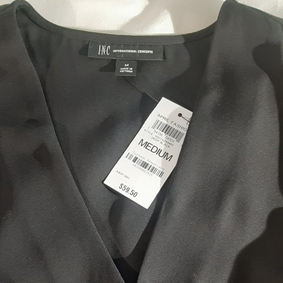 I.N.C. INTERNATIONAL CONCEPTS Women's Flutter Sleeve Ruffle Top, NWT, Black. - Picture 4 of 9